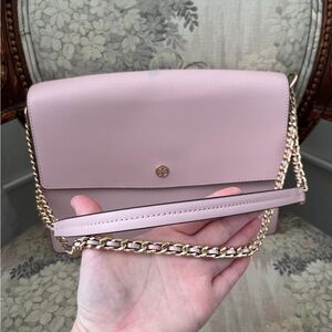 Tory Burch Blush Pink Shoulder Bag with Gold Chain